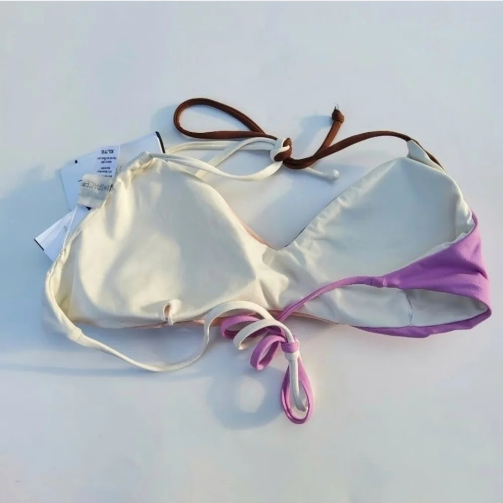 L*Space Sea Glass Top Women's XL New Neutral Minimal Nudes Bikini Top Minimalist